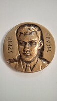 Bolyai János Matematikai Társulat 1971  Szele Tibor bronz emlék plakett fadobozban  7,5 cm