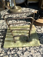 Art Nouveau/Art Deco íróasztali levéltartó  zöld ónix és sárgaréz kivitelben