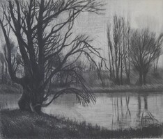 (K) Fehér Ilona (1913-1983) : Vízparti fák