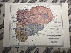 Zólyom vármegye térképe 62. Kogutowicz 1905 Történelmi Magyarország Reprint (Felvidék)