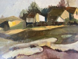 Borbély Gizella: Tájkép - olaj, karton