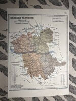 Komárom vármegye térképe 30. Kogutowicz 1905 Történelmi Magyarország Reprint (Felvidék)