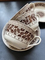 Angol fajansz teás csésze szett, Brownfield & Sons St. Luis dekorral