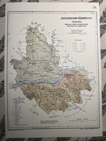 Esztergom vármegye térképe 18. Kogutowicz 1905 Történelmi Magyarország Reprint (Felvidék)