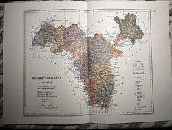 Nyitra vármegye térképe 38. Kogutowicz 1905 Történelmi Magyarország Reprint (Felvidék)