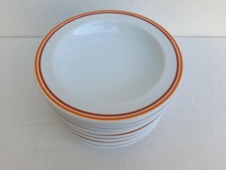 Alföldi retro barna-narancssárga menza csikos porcelán mélytányérok
