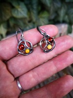 Gyönyörű borostyán köves ezüst fülbevaló