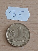 SPANYOLORSZÁG 1 PESETA 1980 Juan Carlos I, Alumínium-bronz, FOCI VB '82  B5