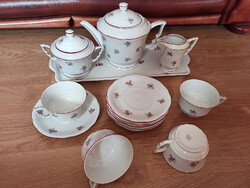 Zsolnay manófüles teáskészlet tálcával - 6 személyes készlet, 4 csészével