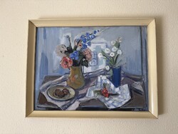 Tokay Ilona (1907 - 1988) : Csendélet c. képcsarnokos festménye 86x66cm