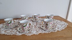 Japánból 6 db-os pillangós porcelán kávéskészlet, jelzett, eredeti
