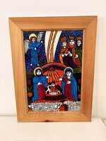 Őry Réka (2003) – "Betlehem" - Jelzett, nagyméretű egyedi üvegfestmény fa keretben.