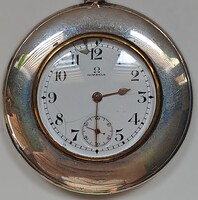 Omega zsebóra, tömör 0.800 finomságú ezüst tokban