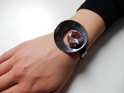 Régi, ritka Olavi L. Wehmersuo finn modernista ezüst karkötő hegyikristály kővel 1974-ből