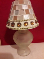 Színes mozaik üveg kombináció éjjelilámpát formáló /gyertyatartó 17x9 cm. gyertyával