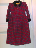 Lands'end Scottish plaid velvet girl's dress (size 122/128)