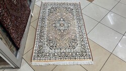 4103 Kasmíri hernyóselyem Isfahan kézi perzsa  szőnyeg 75X125CM