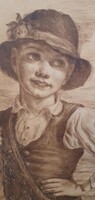Iványi Grünwald Béla. Prihoda Kisfiút ábrázoló rézkarc. 24x33 keret nélkül.