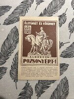 Pozsony irredenta képeslap, Mária Terézia-szobor, Közművelődési Rt., 1920-as évek