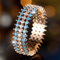 14 Karátos Aranyozott Türkiz És 5A ﻿Cirkónia Köves Gyűrű Hipoallergén Ékszer + Ékszerdoboz. Új!