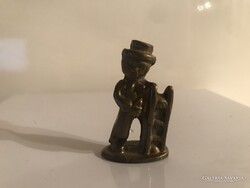 MINIATŰR - RÉZ - KÉMÉNYSEPRŐ  - 4 dkg  - TÖMÖR - NEHÉZ - 4 x 2,5 cm - RETRO - OSZTRÁK - HIBÁTLAN