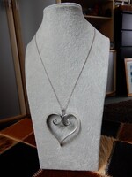 Régi finn Erik Granit szív alakú ezüst medál ezüst láncon