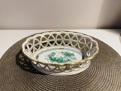Herendi zöld indiai kosár asztalközép, kínáló tál
