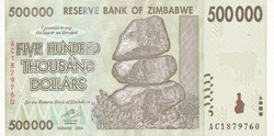 500.000  Dollár  2008  Zimbabwe    A képen látható állapotban