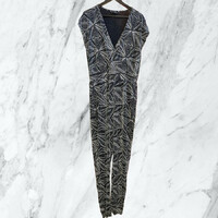 Dorothy Perkins fekete-ezüst csillogós alkalmi overál 42