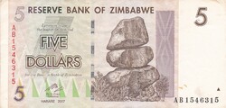 5   Dollár  2007   Zimbabwe   A képen látható állapotban