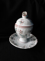 Antik mustár szervírozó edény rózsa fogantyúval