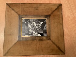 Hollóházi Szász Endre porcelán kép (plakett) fa keretben – Hibátlan