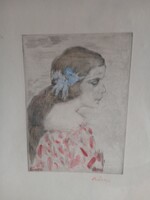 Rippl-Ronai szinezett rezkarc elado