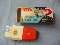 Retro japán M-17 zseblámpa eredeti dobozában 60 as évek Sandoz gyógyszergyár reklám logóval