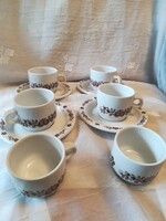 Alföldi porcelán kávés csésze, barna magyaros mintával