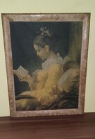 Jean-Honoré Fragonard: Az olvasó nő (La Liseuse) – nyomat, fa keretben
