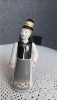 Hollóházi porcelán népviseletes fiú, jelzett, 12 cm, hibátlan