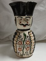 Dúsan festett, nagy méretű, mázas kerámia Miska kancsó - 27 cm