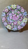Jelzett famille rose pompás virág mintás  porcelán tányér tál 26 cm átmérővel