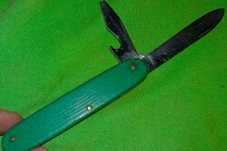 Ntik zöld bakelitnyelű szénacél GML bicska bontóval kinyitva 19 cm a penge 8 cm a képek szerin