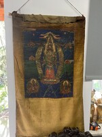 Antik buddhista tibeti thankgka festmény, kínai, ázsiai, japán, keleti