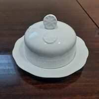 Fehér Herendi porcelán citrom fogós vajtartó