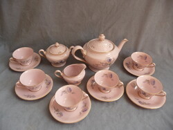 Csodaszép antik porcelán 6 személyes teás készlet rosenthal bavaria rózsaszín porcelán 30 as évek