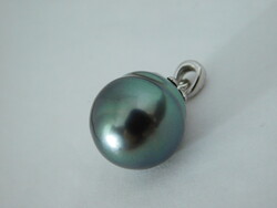 Tahiti Gyöngy Ezüst Medál - Hatalmas 14.5 mm x 12.5 mm-es Gyönyörű Gyönggyel