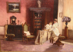 TAVASZI AKCIÓ! EREDETI CSODÁS KÁRPÁTHY LÁSZLÓ / 1951 / : LÁNYOK ENTERIŐRBEN