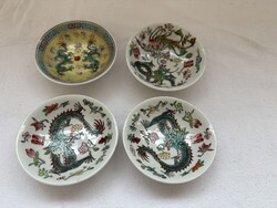 China domború mintás porcelán tálka jelzett 10x2,5 cm Új szép 4 db egyben