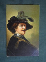 Képeslap,híres emberek,Rembrandt Harmenszoon van Rijn festő,őnarckép,1915-