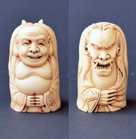Kétarcú japán figura, okimono