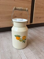 Zománcos zománcozott gyönyörű narancs mintás tejeskanna 2 literes műanyag tetővel