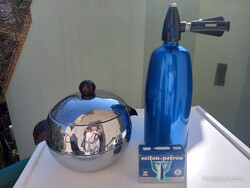 2 literes retro szódás szifon bakelit fülű jégkocka tartóval